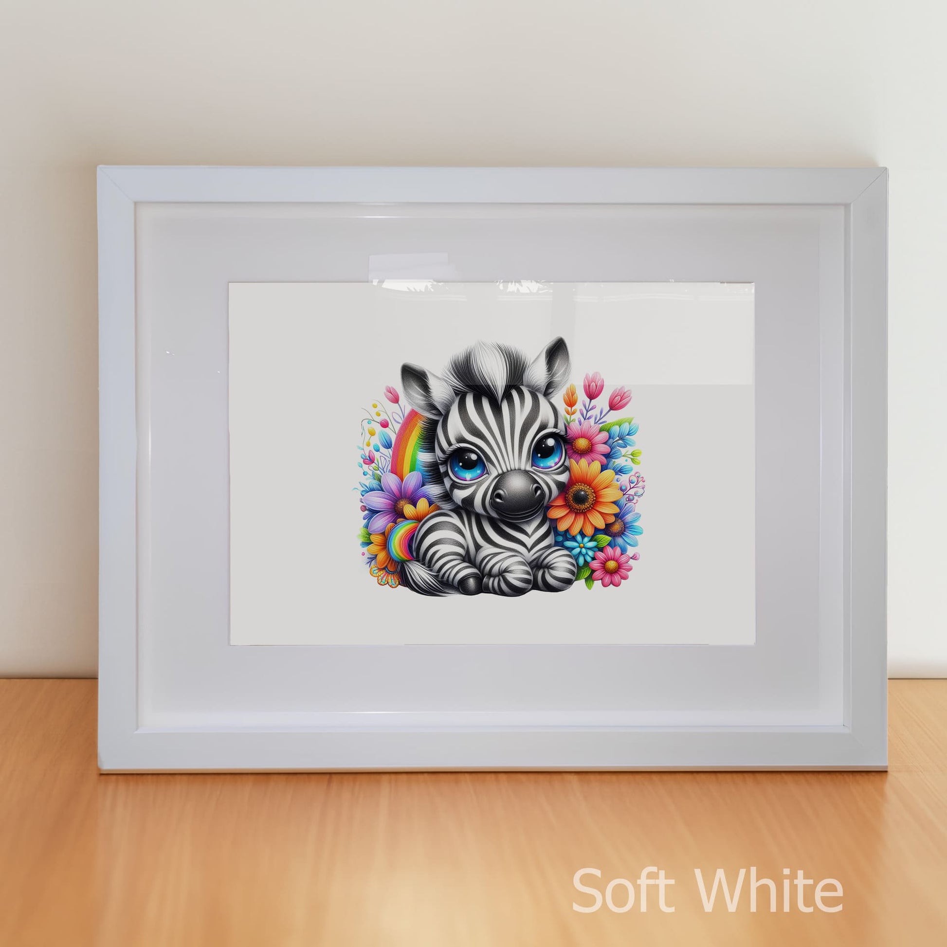 Personalised Childrens Nursery Art in a soft white matte frame witha acrylic pane