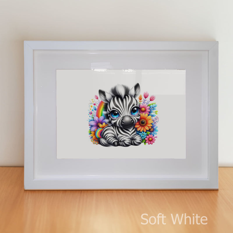 Personalised Childrens Nursery Art in a soft white matte frame witha acrylic pane