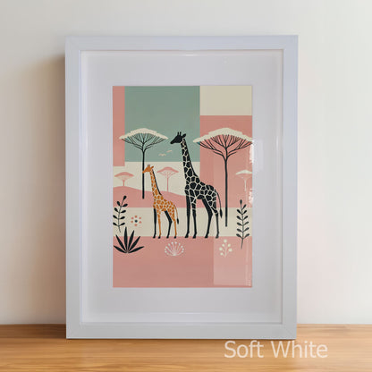 Personalised Childrens Nursery Art in a soft white matte frame witha acrylic pane