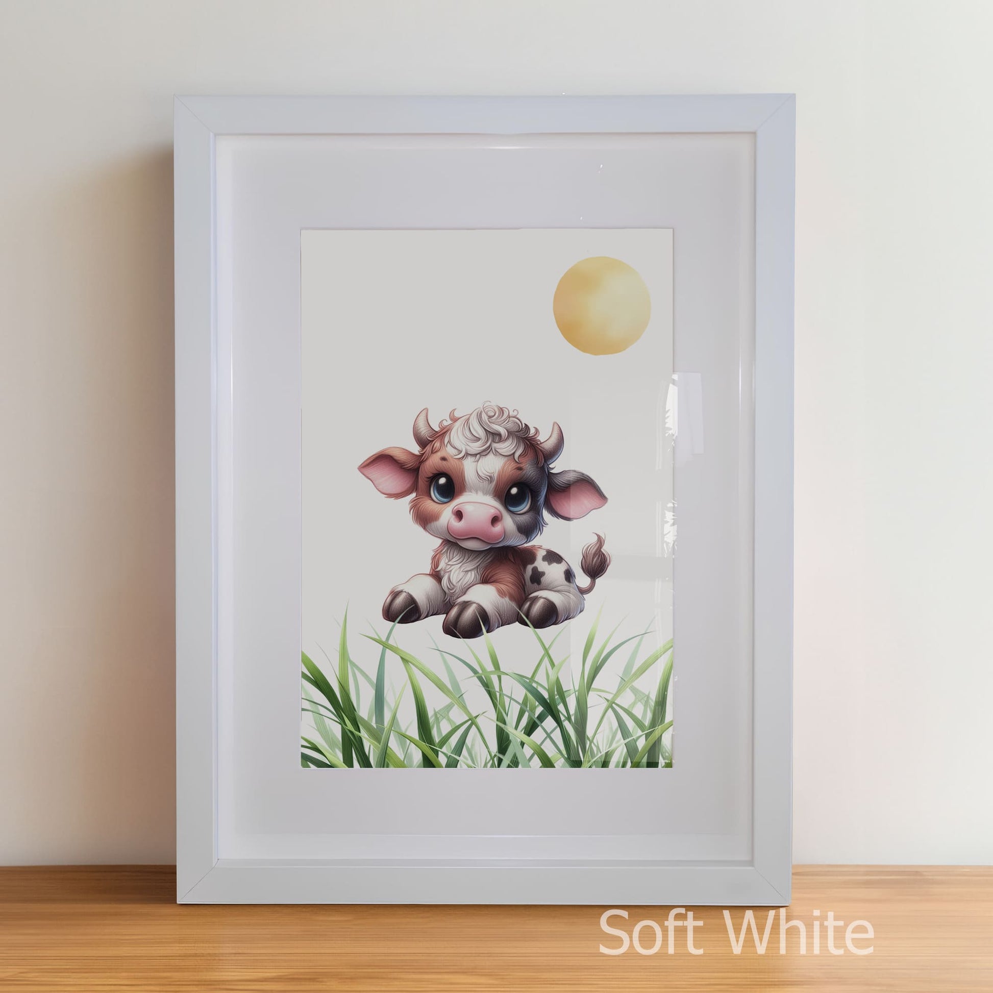 Personalised Childrens Nursery Art in a soft white matte frame witha acrylic pane