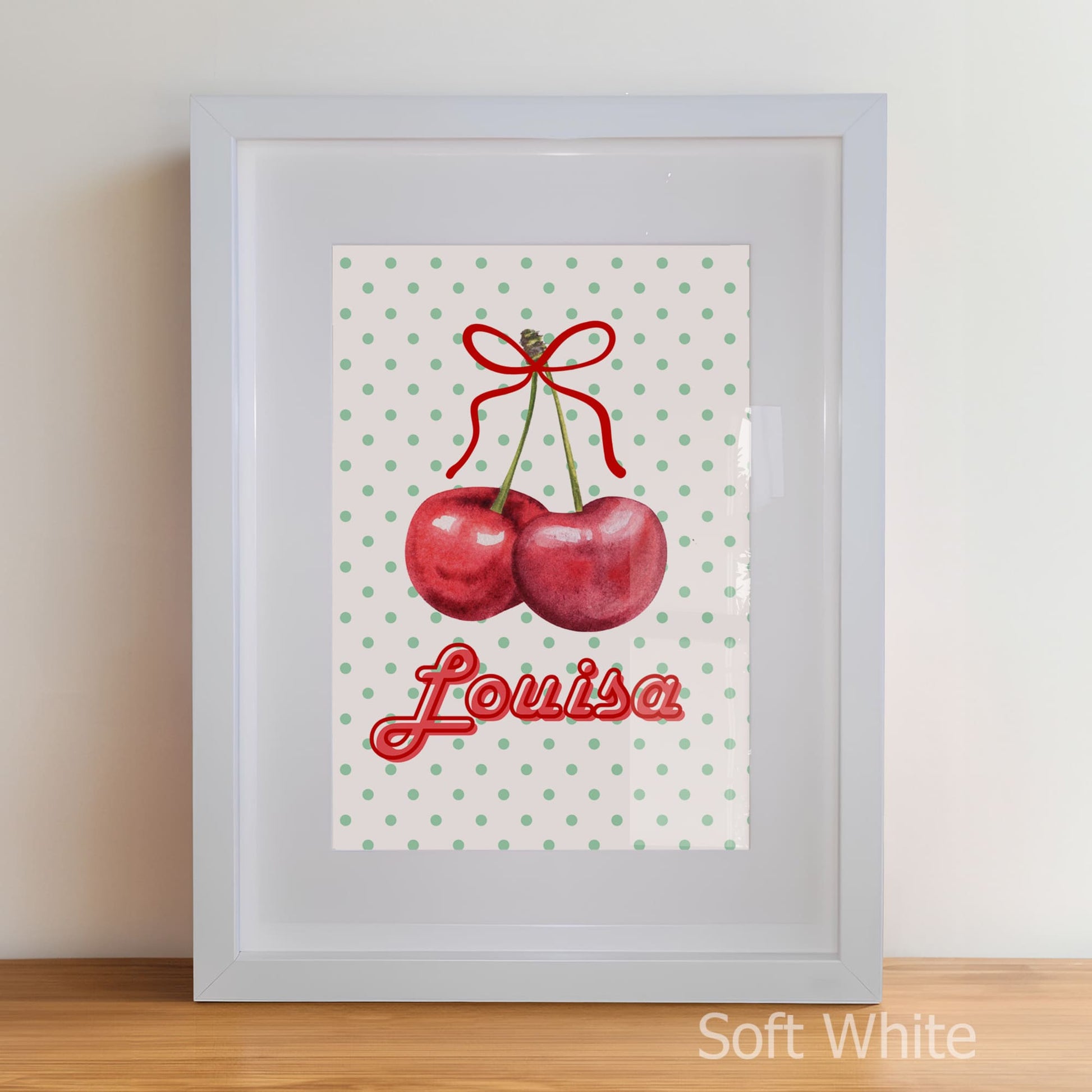Personalised Childrens Nursery Art in a soft white matte frame witha acrylic pane