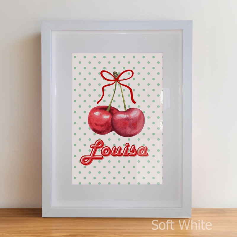 Personalised Childrens Nursery Art in a soft white matte frame witha acrylic pane