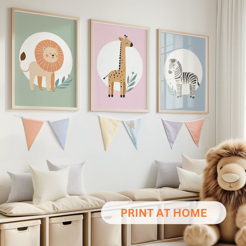 Printable Variety Minimalist Safari Nursery Wall Art - Instant Download