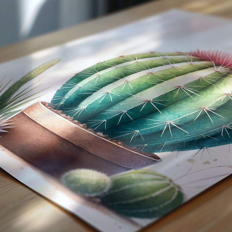 Three vibrant botanical prints featuring a cactus, succulent, and aloe vera, designed to bring bold greenery to any home or nursery.