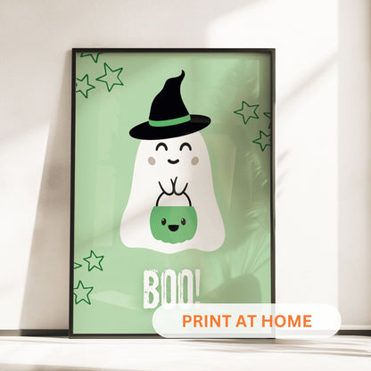 Printable Halloween Children's Decor - Set of 8 Prints in Green