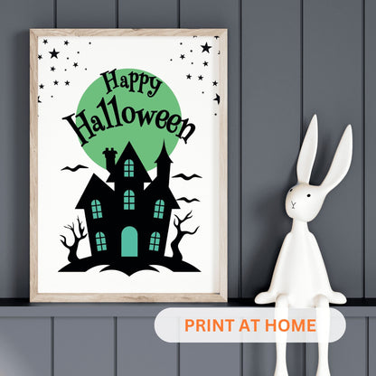 Printable Halloween Children's Decor - Set of 8 Prints in Green