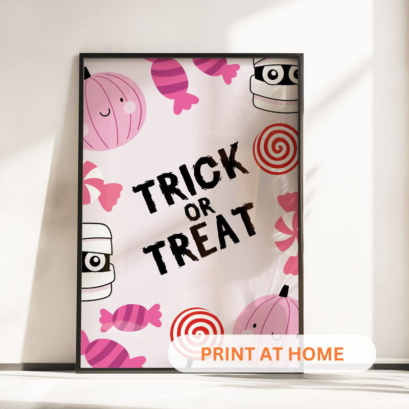 Printable Halloween Children's Decor - Set of 8 Prints in Pink